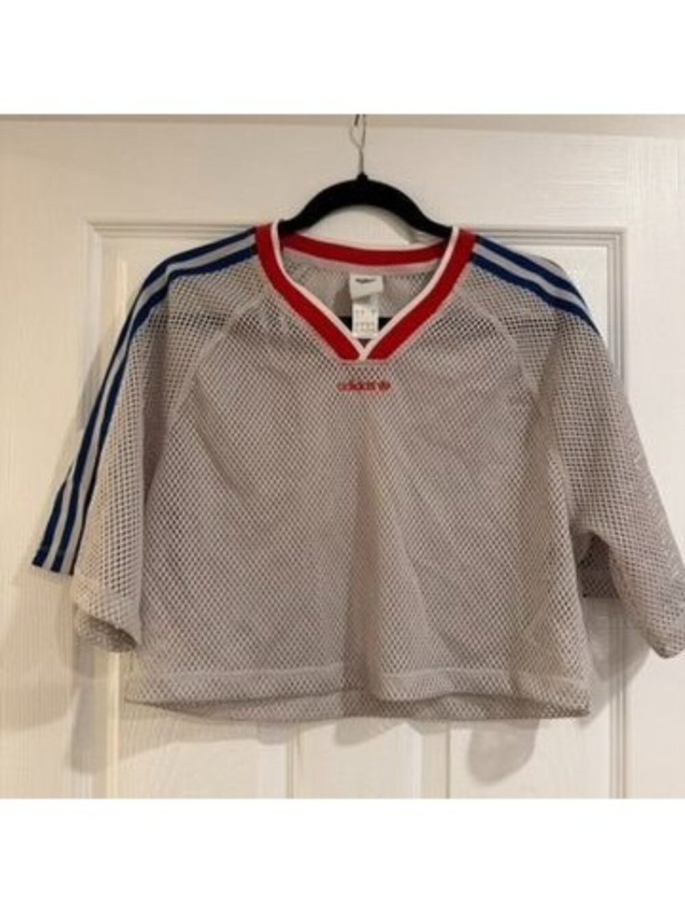 Adidas White Mesh Short Sleeve Baggy Loose Oversized Shirt Size Small